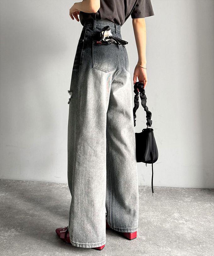 日本 Classical Elf - Java 率性有型刷破寬版丹寧褲-漂白黑