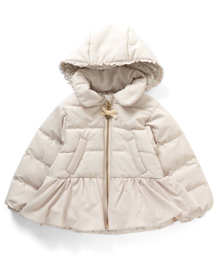 日本 apres les cours - [女孩最愛]愛心金釦夢幻荷葉鋪棉外套-酒紅