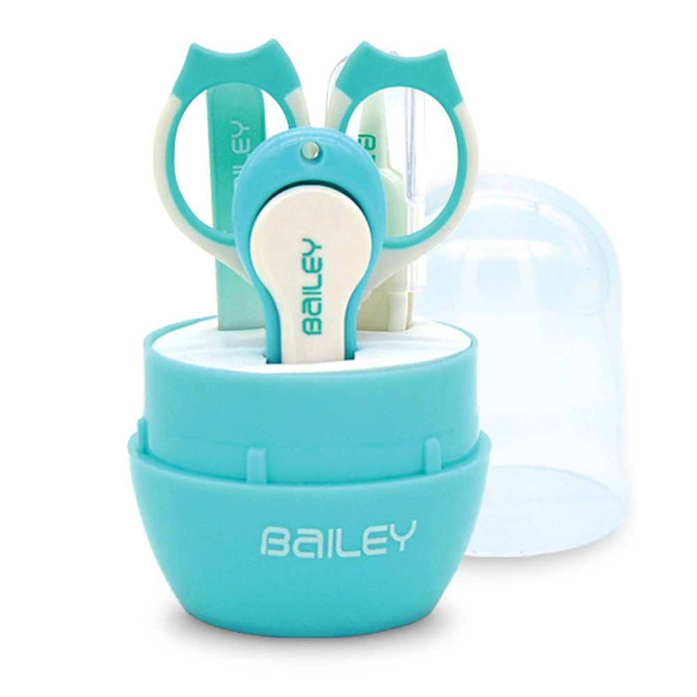 韓國 BAILEY 貝睿 - 寶寶安全指甲剪-實用 4 件組-水藍色