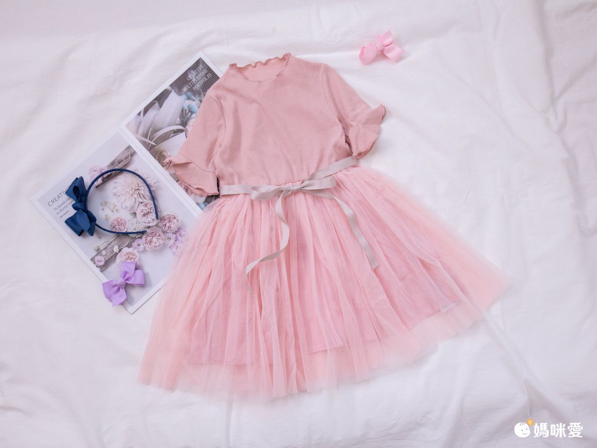 日本 Maison de Ravi - 滾花邊領短袖紗裙洋裝-星塵藍