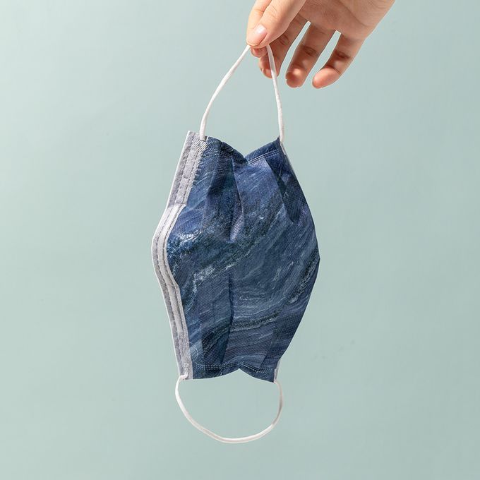 一心一罩 - 成人醫療級平面口罩/一心一罩/雙鋼印/台灣製-藍色貝寶石紋(內含3款各10片)-30入/盒(未滅菌)