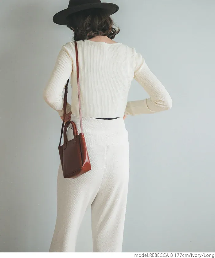 日本 COCA - 棉混舒適羅紋長褲-黑