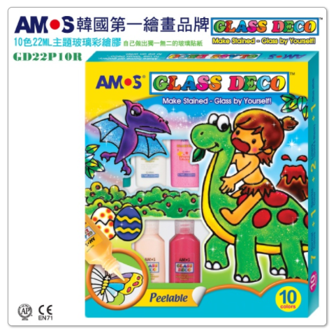 韓國 AMOS - 10色22ml玻璃彩繪膠