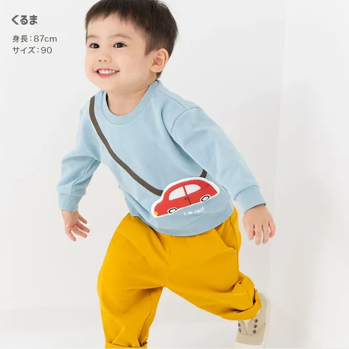 日本 Chil2 - 立體小包縮口長袖上衣-車車-水藍