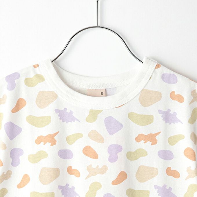 日本 petit main - [低價]接觸冷感 滿版印花短袖上衣-英文-灰