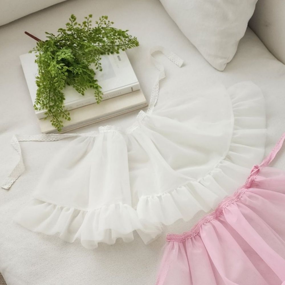 韓國 Dalla - 網紗裝飾綁帶裙-白 (FREE)