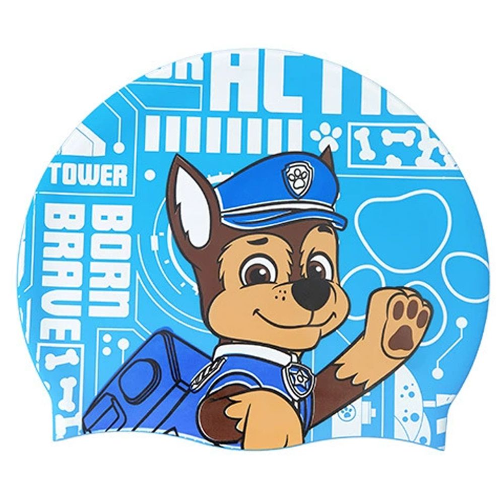 矽膠兒童泳帽-卡通人物阿奇-藍