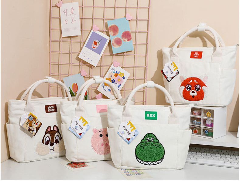 卡通大容量斜背包/補習袋-卡通人物奇奇-杏色 (25x11x23cm)