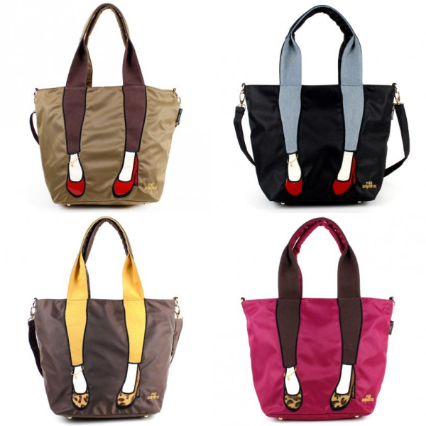 mis zapatos - 尼龍兩用斜挎包(尼龍)-skinny高跟鞋-BE米色 (30*25*16cm)