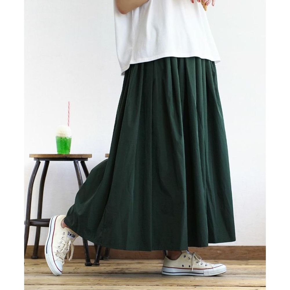 日本 zootie - 低調光澤修身顯瘦長裙-深綠