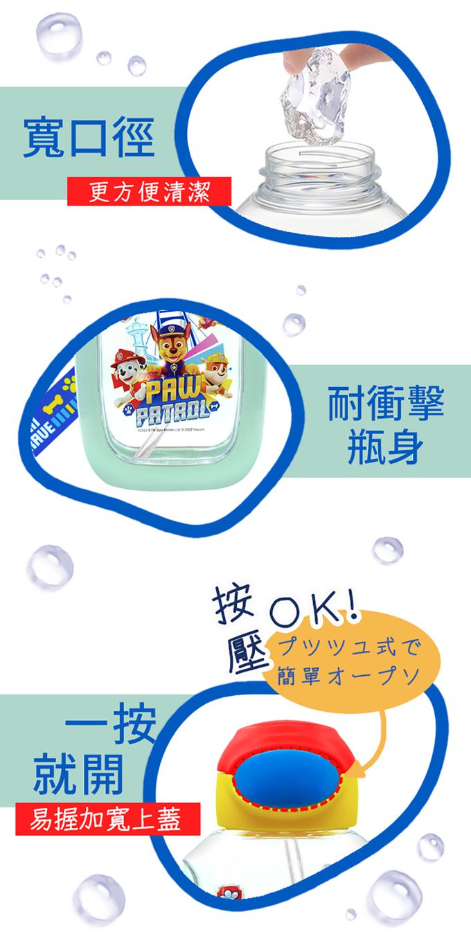 日本 SKATER - 6DX吸管水壺 (530ml)-汪汪隊立大功