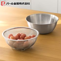 日本 Pearl 金屬 - 不鏽鋼瀝水器/濾水盆/洗菜盆/洗米器24cm