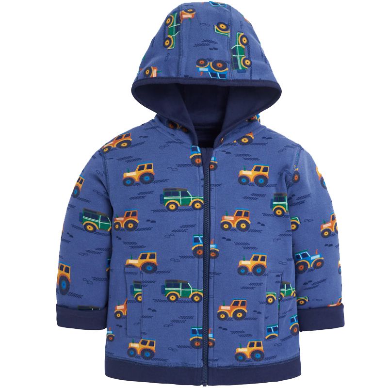 英國 JoJo Maman BeBe - 雙面穿100%純棉保暖連帽外套-拖拉機