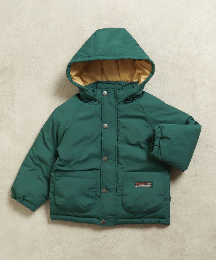 日本 BREEZE - 鋪棉保暖連帽外套-異色拼接-綠x藍