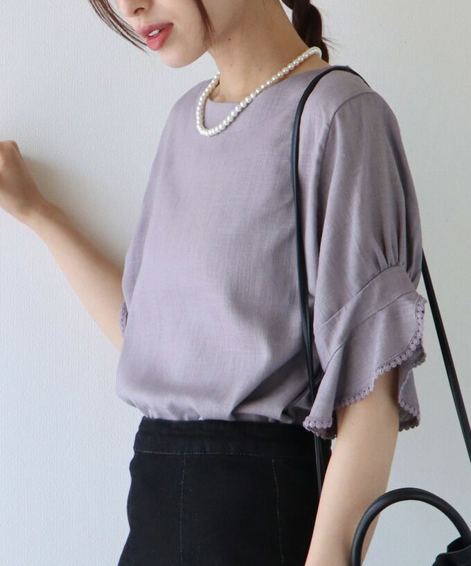 日本 BLUE EAST - 棉麻透氣涼爽短袖上衣-米杏