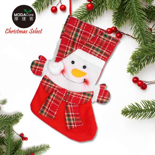 MODACore 摩達客 - 蘇格蘭反摺聖誕帽造型聖誕襪-雪人款