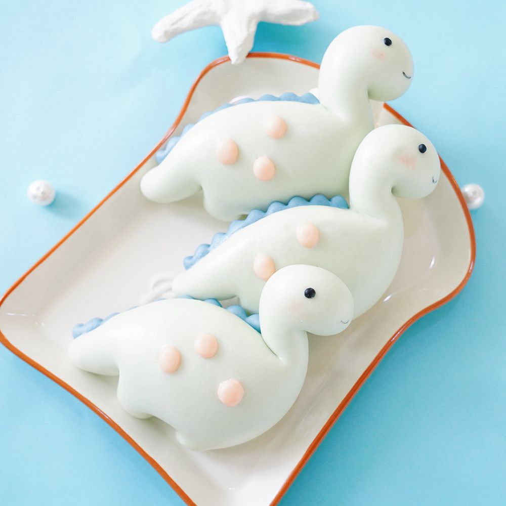 美姬饅頭 - 藍色小恐龍鮮乳造型饅頭 (6入)-30g