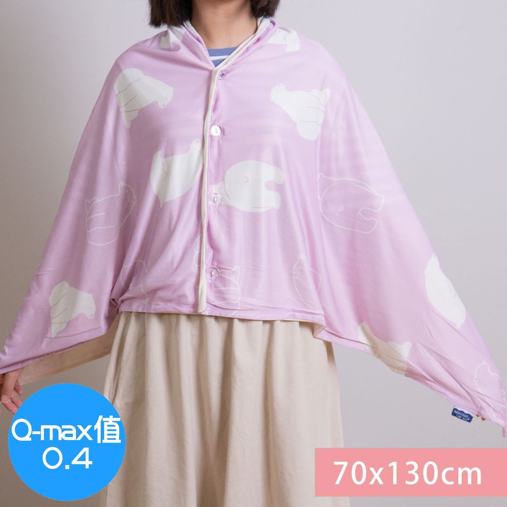 日本小泉 - 節電對策冷感薄毯 (附釦可作披肩)-北極熊20-粉紅 (70x130cm)