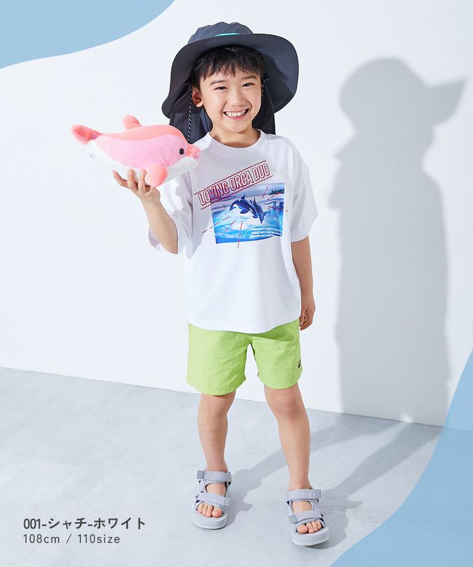 日本 devirock - 接觸涼感 抗UV變色短袖上衣(神戶水族館聯名）-虎鯨-白