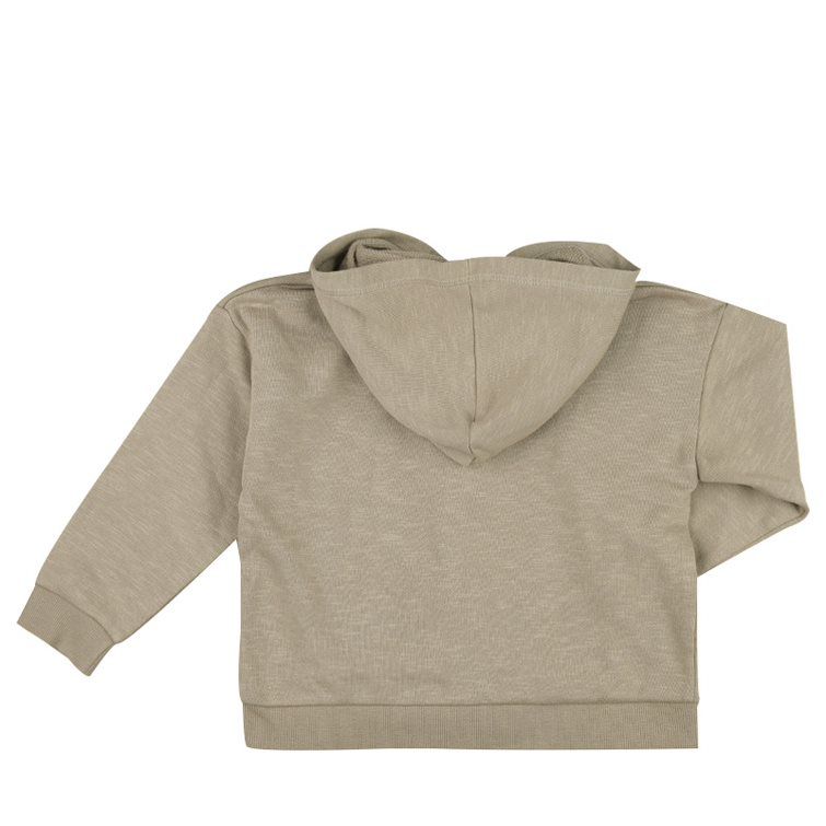 akachan honpo - 連帽外套 粗節紗-毛圈內裡-咖啡色