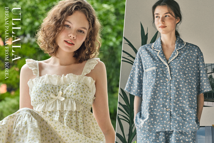 韓國 ULLALA - 天真浪漫無袖睡衣(兩件式) (FREE)