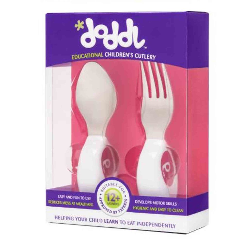英國 doddl - 人體工學幼兒學習餐具兩件組-粉紅色-單組