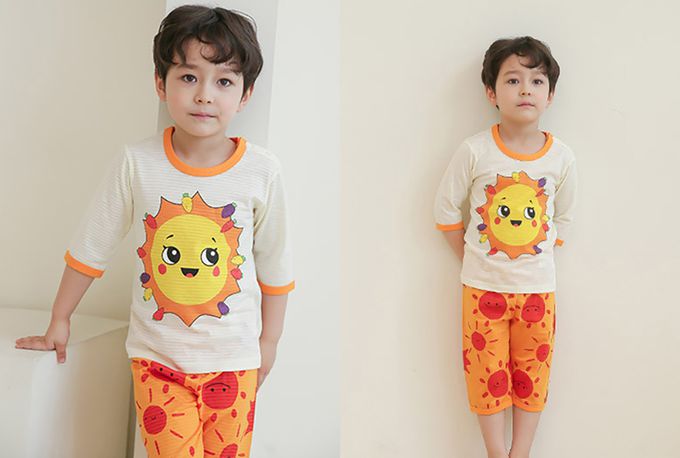 正韓 Puco - 超優質嬰幼兒/兒童七分袖100% 有機純棉家居服/睡衣-陽光燦爛