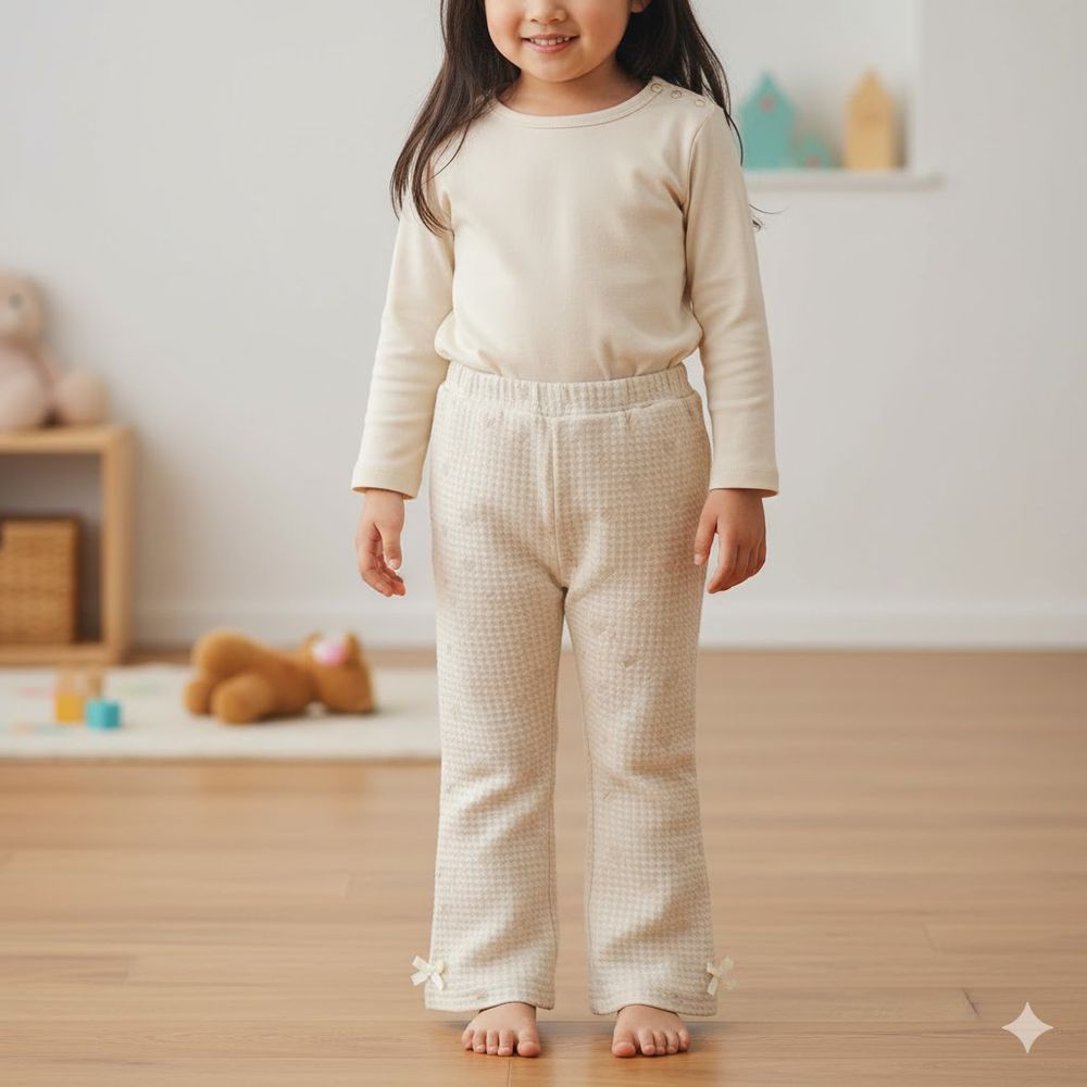 10分緹花褲-兒童-淺卡其色