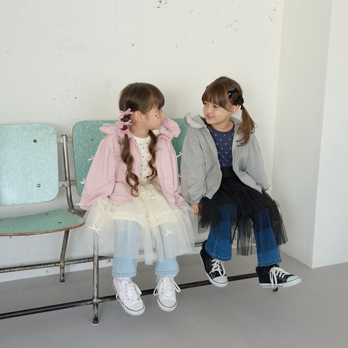 日本 Lycee mine - 蝴蝶結袖荷葉邊少女連帽外套-霧藍