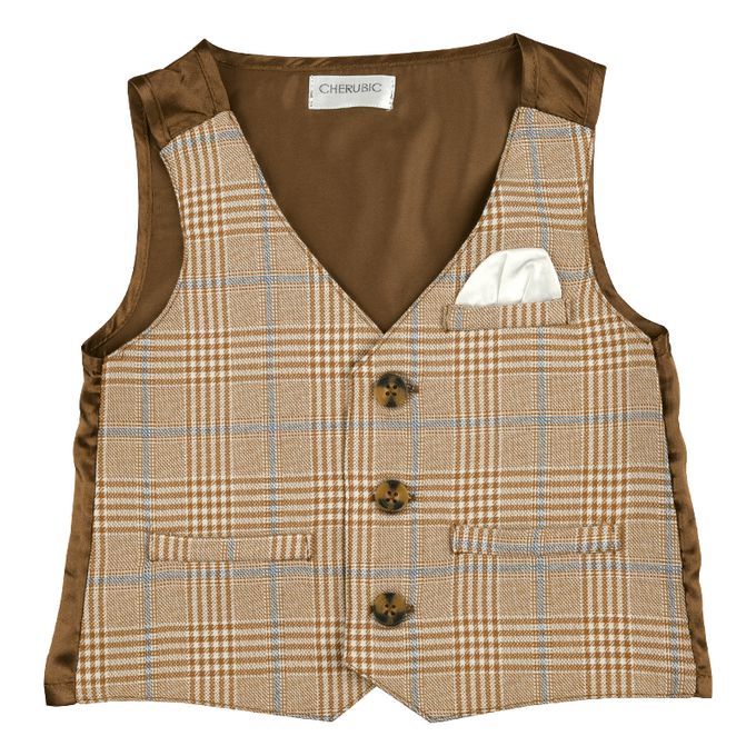 akachan honpo - 三件式西裝-附可拆卸領帶-咖啡色