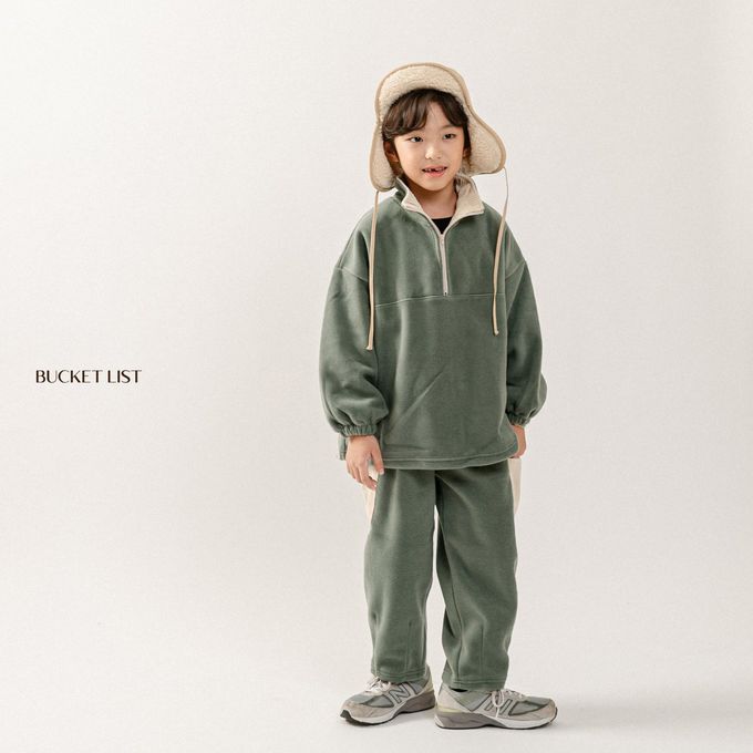 韓國 BUCKET LIST - (兩件式)簡單休閒搖粒絨套裝-玫瑰粉