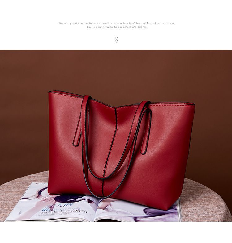 歐美風簡約大容量單肩托特包-黑色 (25x31x14cm)