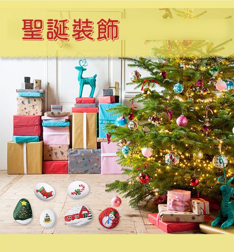 JarMelo 原創美玩 - 兒童創意繪畫-石頭彩繪聖誕款