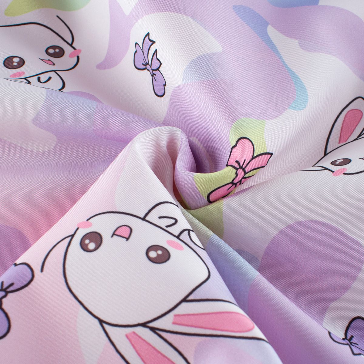 薄絨連帽衝鋒外套-迷彩兔兔-紫色