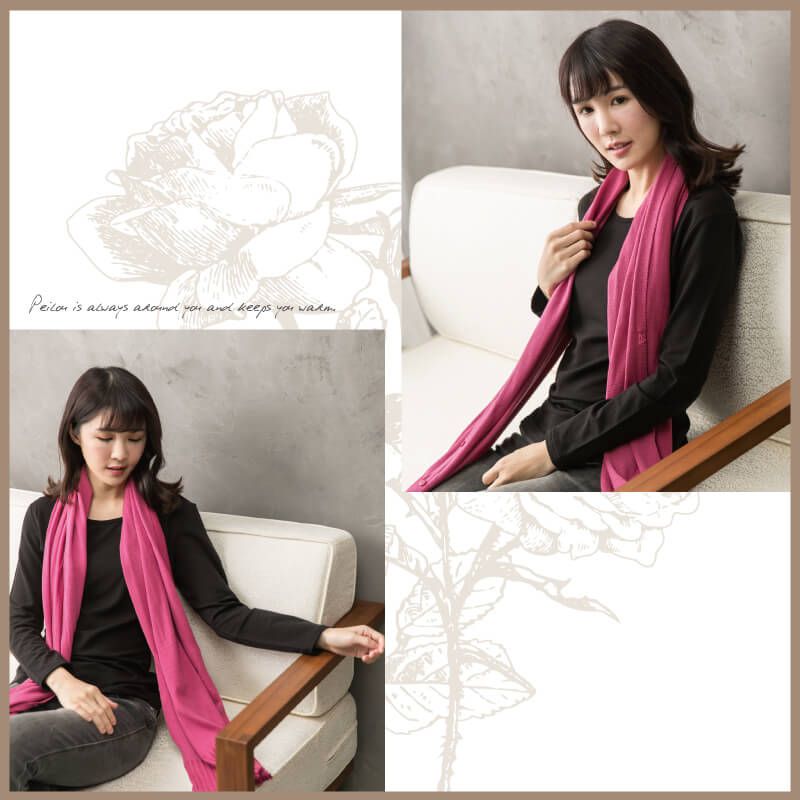 貝柔 Peilou - 純色多用途針織披肩圍巾-淺紫