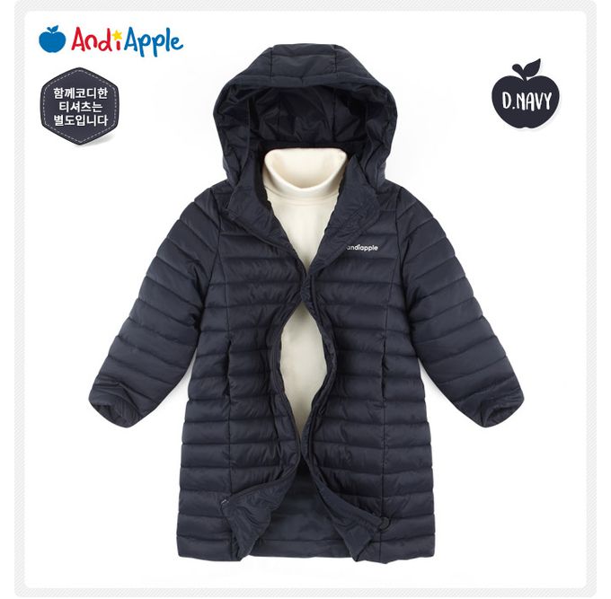 韓國 AndiApple - 輕量科技羽絨連帽連身外套-黑藍