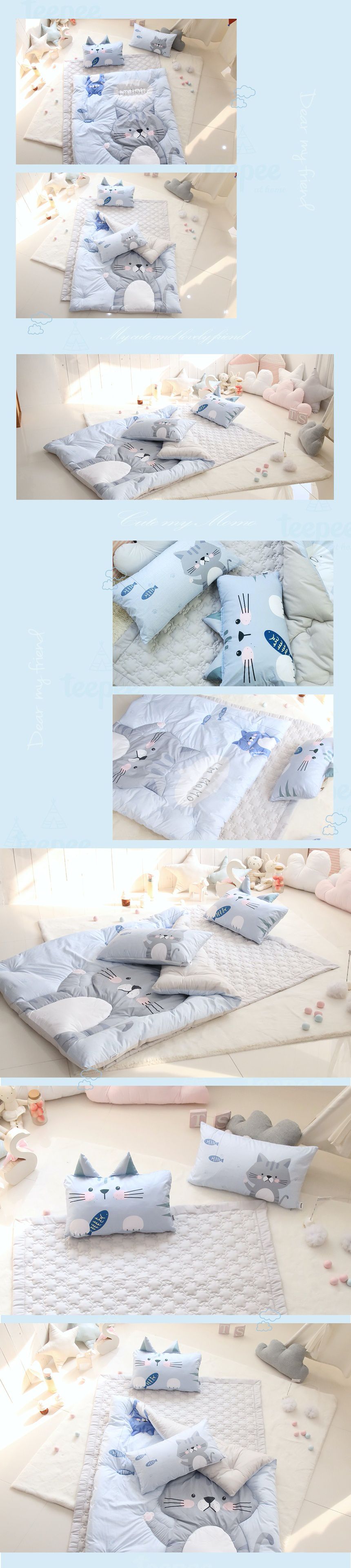 韓國 Teepee - 雙面材質輕量棉被-害羞小貓咪 (110X120公分)