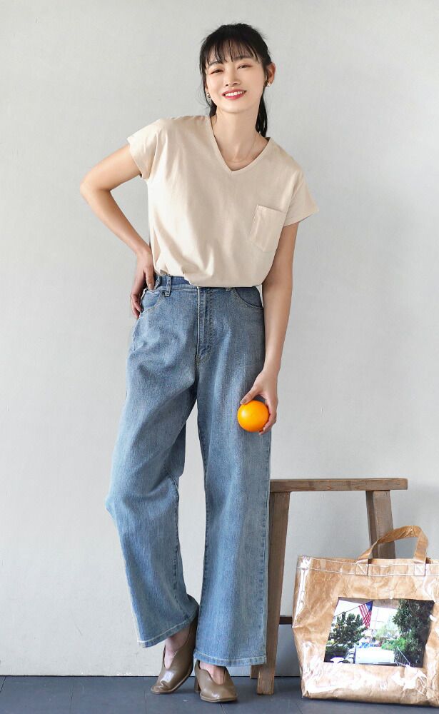 日本 zootie - 抗透汗 純棉短袖上衣-V領-灰杏