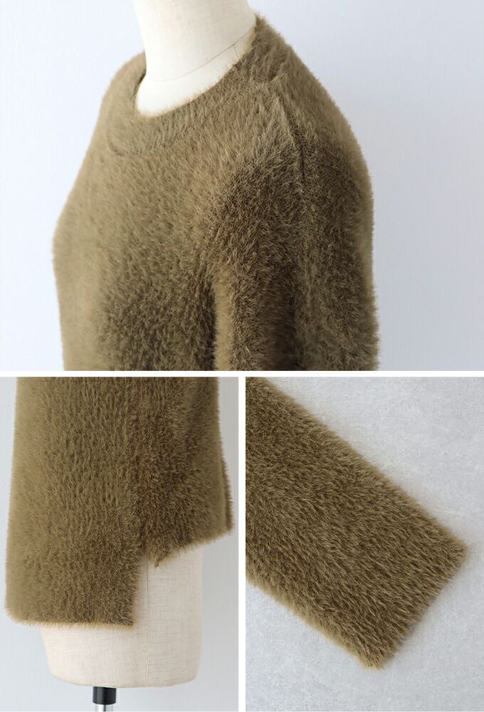 日本 BLUE EAST - 柔軟毛絨圓領毛衣-天使白