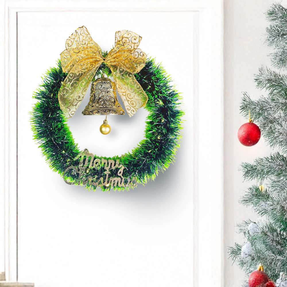 14吋森林雙綠漸層系金蔥彎絲聖誕花圈_台灣工藝免組裝_本島免運費