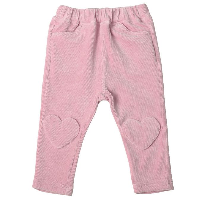 akachan honpo - 10分燈心絨褲-膝蓋圖案-粉紅色