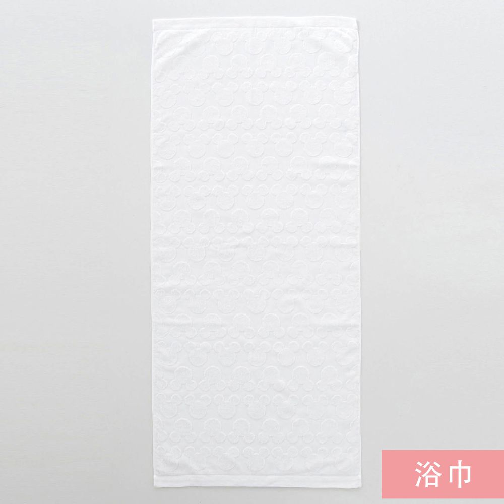 日本千趣會 - 日本製 迪士尼純棉今治浴巾-立體米奇頭-純白 (60x120cm)