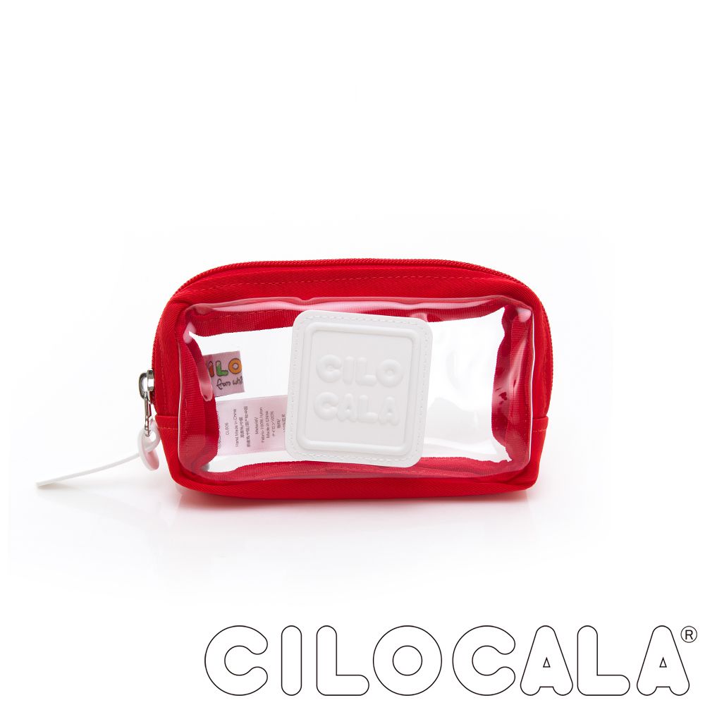 CILOCALA - 限量版亮彩尼龍防潑水透明化妝包-紅