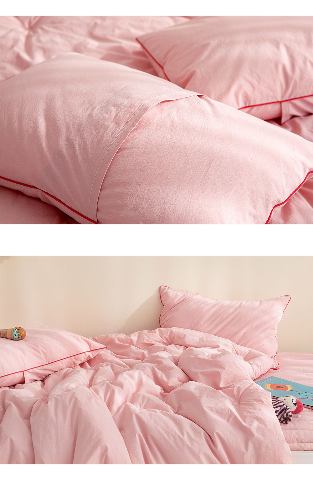 韓國 Maatila - (兒童款)可水洗高密度純棉棉被-草莓粉