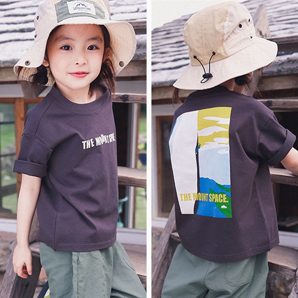 棉質圓領短袖上衣-垂直極限-碳灰