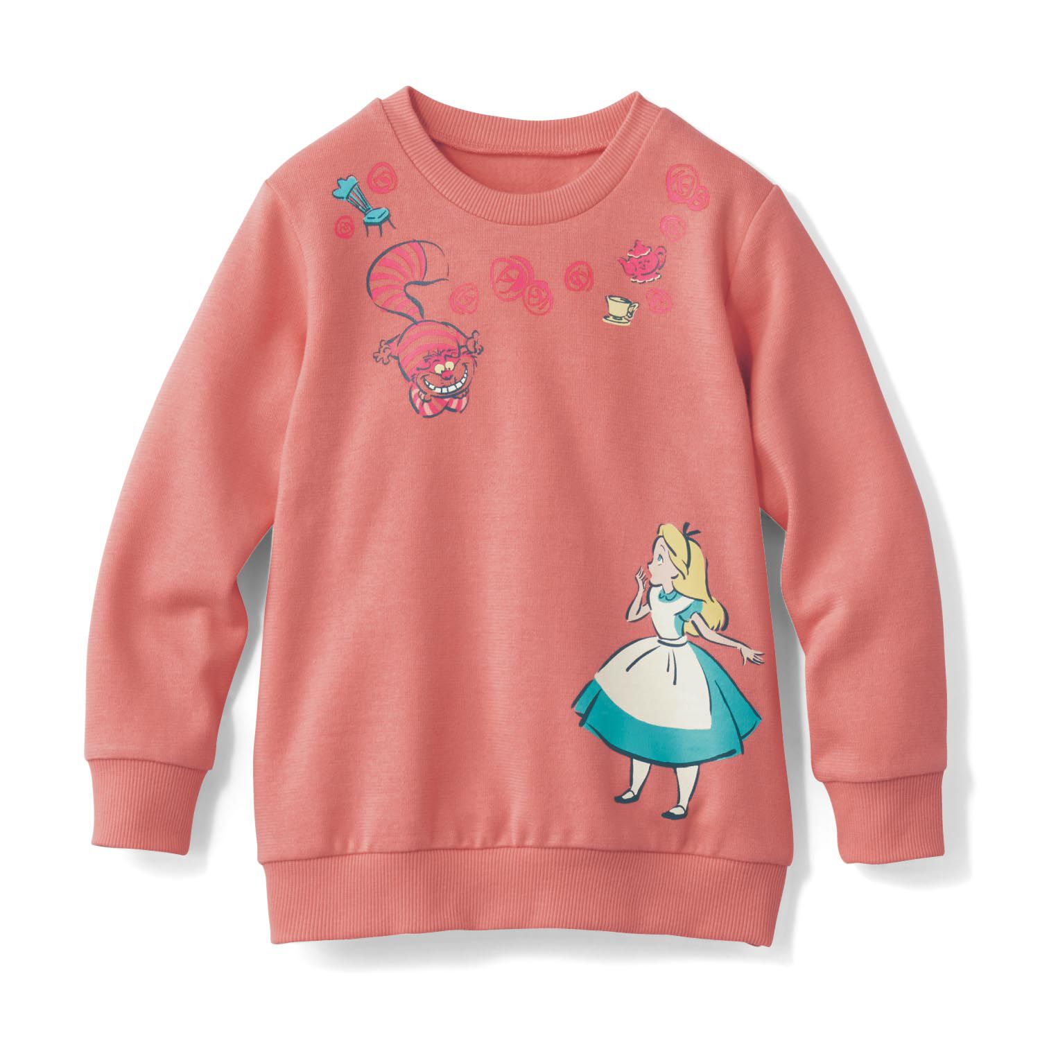 日本千趣會 - 迪士尼裏起毛長T-愛麗絲與妙妙貓-粉紅