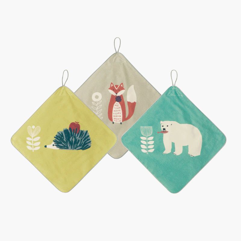 日本千趣會 - 純棉吸水擦手巾/手帕3件組-食物 (34x34cm)