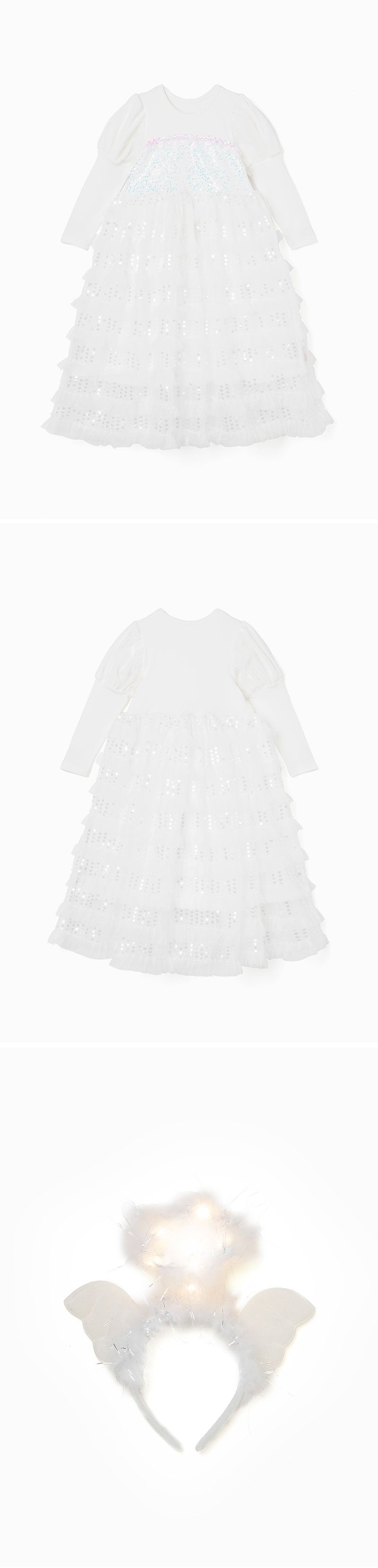 韓國 OZKIZ - 白雪天使洋裝(附發光髮飾)-白