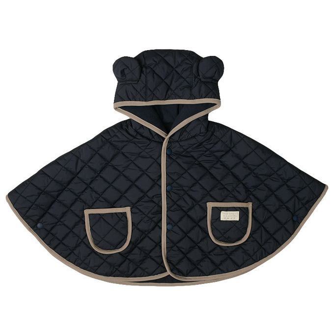 akachan honpo - 鋪棉斗篷-熊耳-深藍色 (60～80cm)