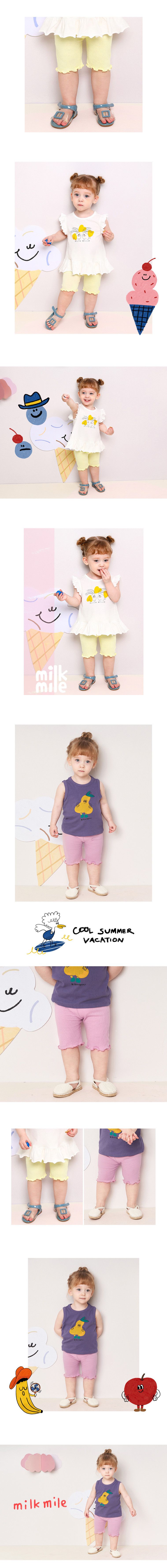 韓國 milk mile - 捲捲褲管羅紋五分內搭褲-紫